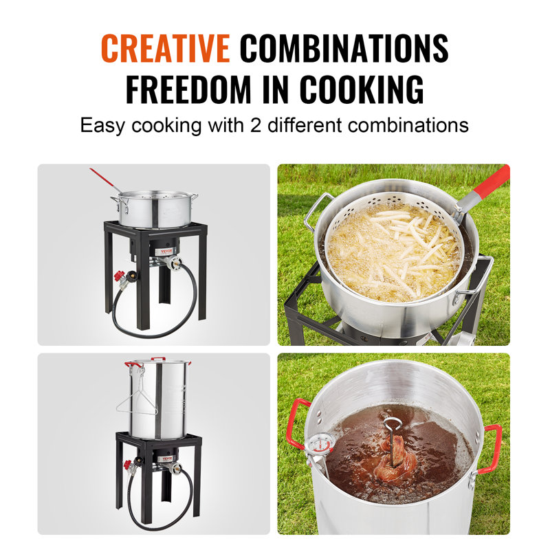 VEVOR Premium Aluminum 30 Qt. Turkey Fryer And 10 Qt. Fish Fryer Boiler Steamer Set