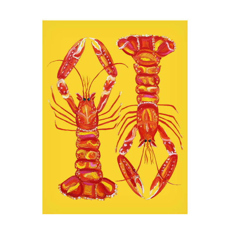 Langoustines sur fond jaune sur toile