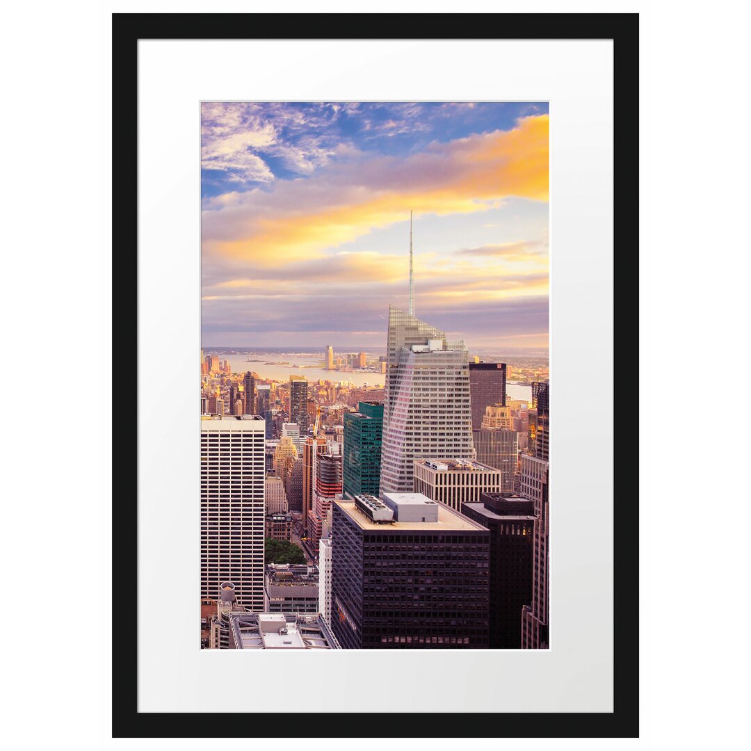 Gerahmtes Poster Skyline New York Sonnenuntergang