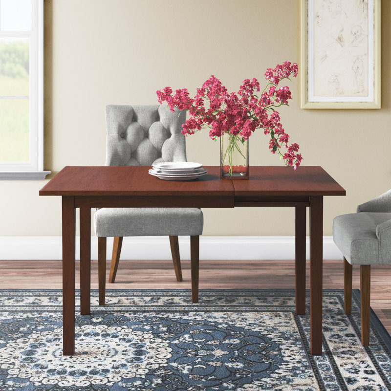 Bacourt Solid Wood Extendable Dining Table in Walnut Brown Finish, 29" H X 47.5" W X 30" D