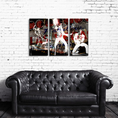 Iconic Elvis in Vegas - 3 Piece Graphic Art Print Set