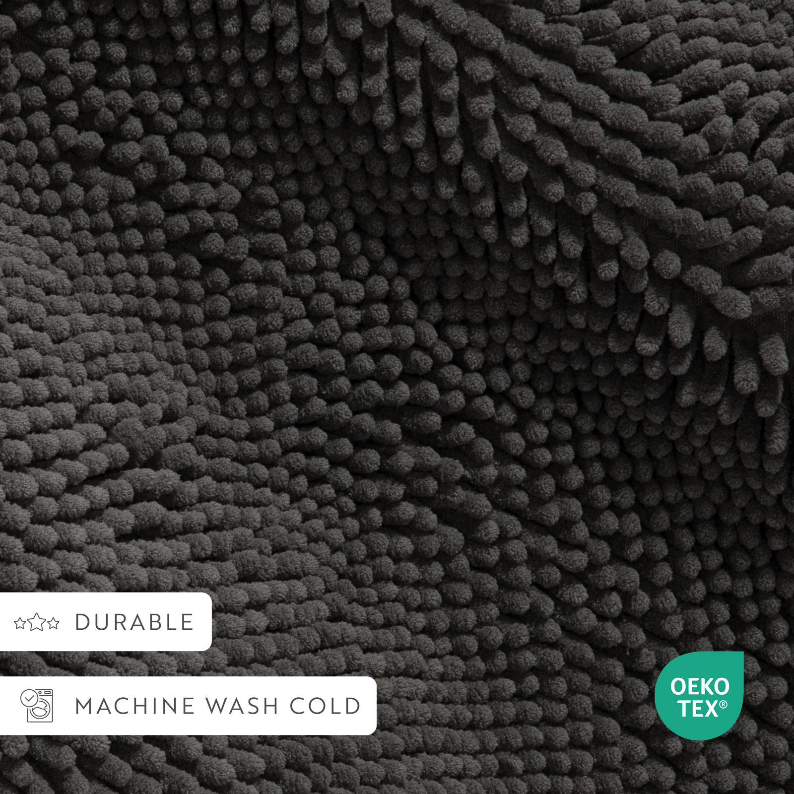 Chenille Bath Mat, Single - 34" L x 21" W, Gray