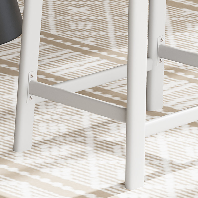 Upholstered Counter Stool with Metal Frame, White, White