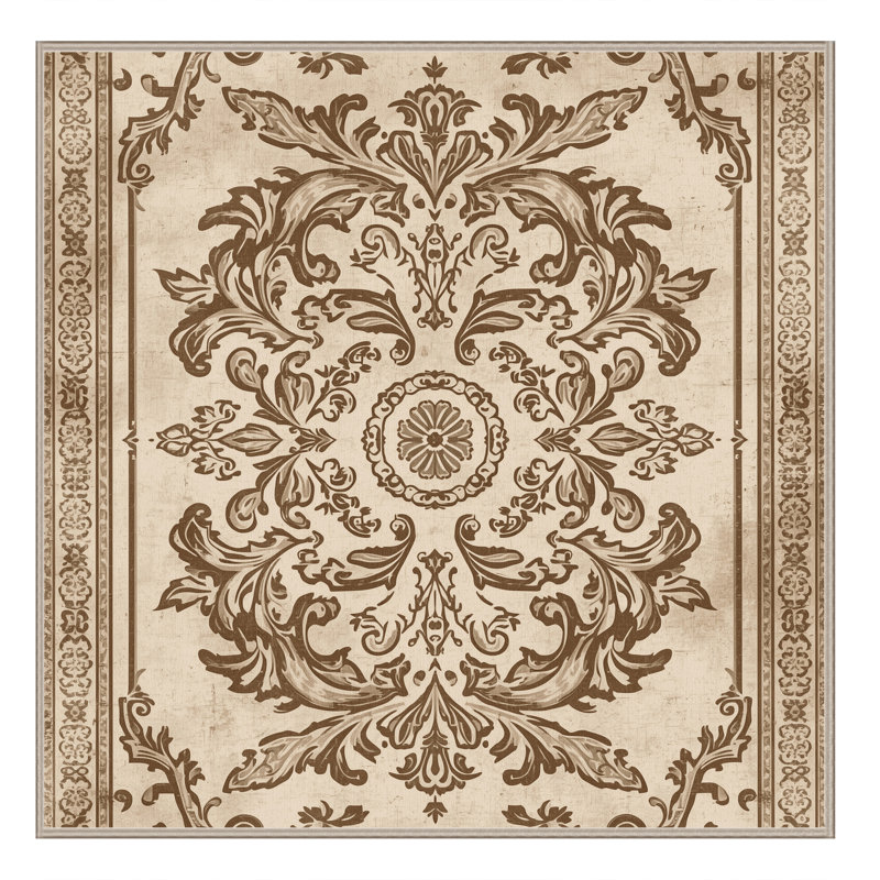 Tapis beige lavable à la machine Pavla, Carré 3 pi