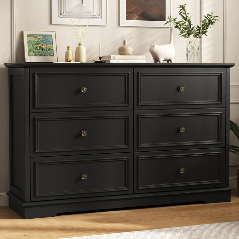 Commode double 6 tiroirs l 47,2 po Valera , Noir
