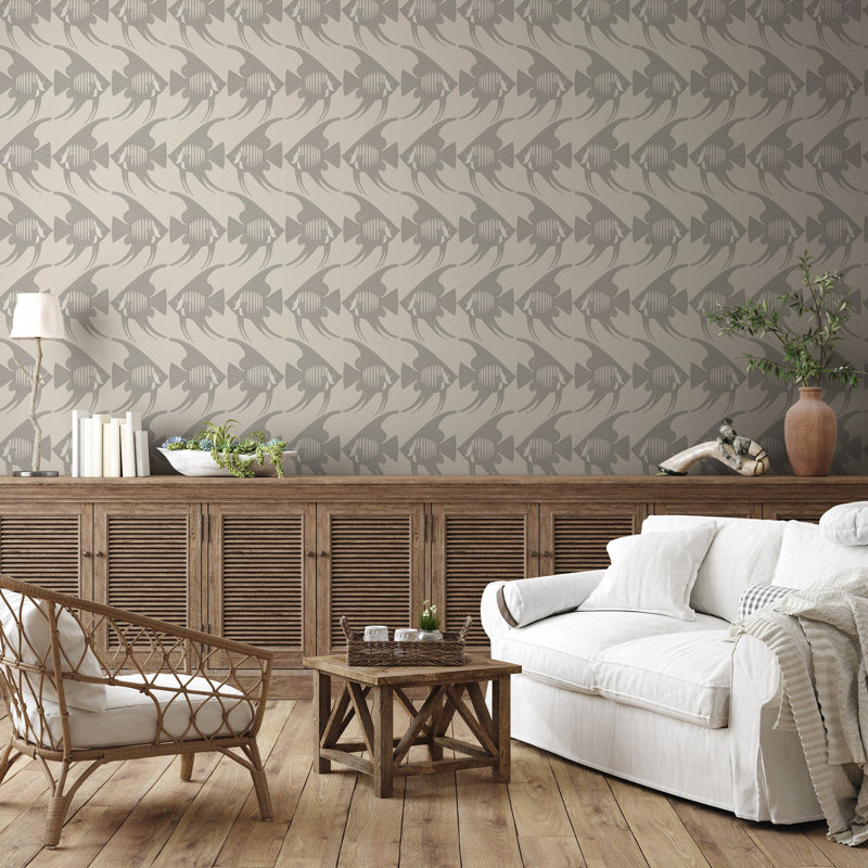 Papier peint ange poisson - taupe