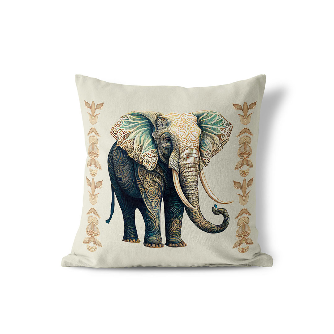 Elephant Lines Indoor/Outdoor Floral Square Cushion With Filling