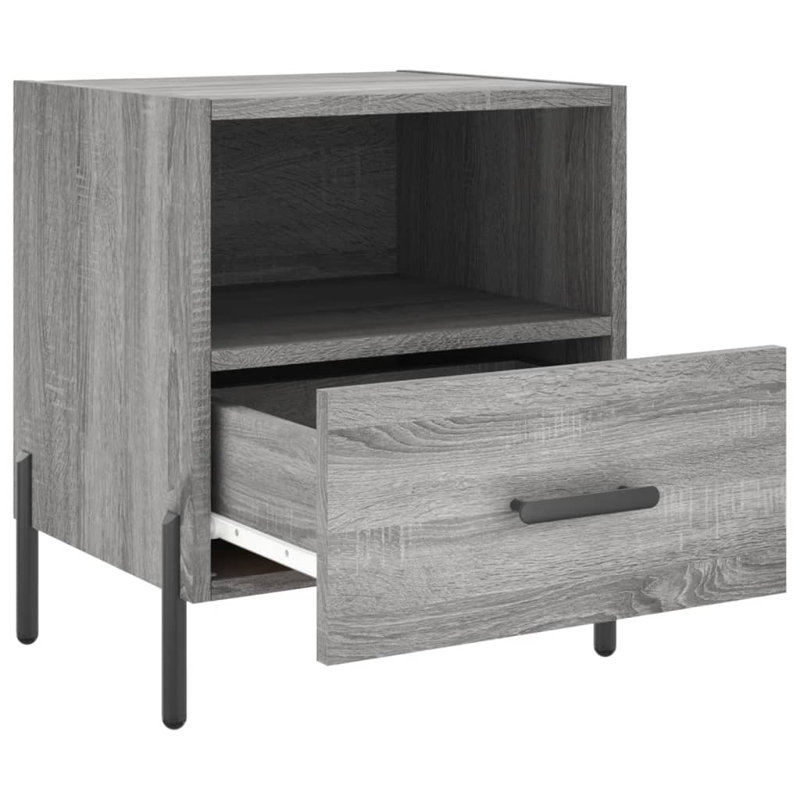 Abtal 40cm W Iron Bedside Table, Grey Sonoma
