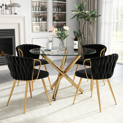 Elegant Round Glass Dining Table Set