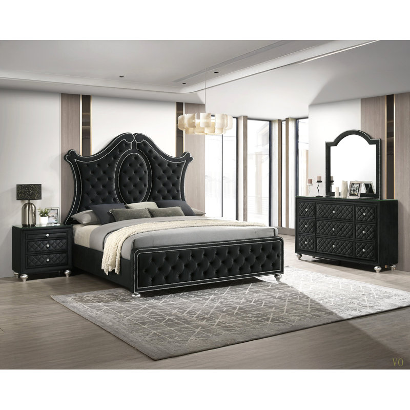 Tête de lit capitonnée 1Pc, Noir, noir, noir, noir, Très grand lit
