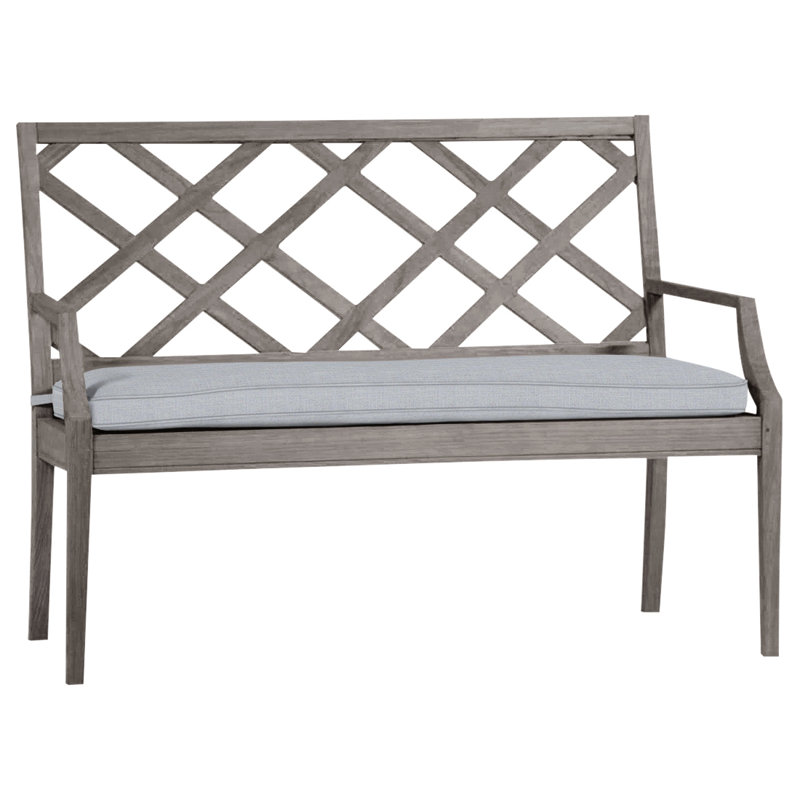 Banc d'extérieur en teck Haley, Teck huître, Welt, Lin chambray