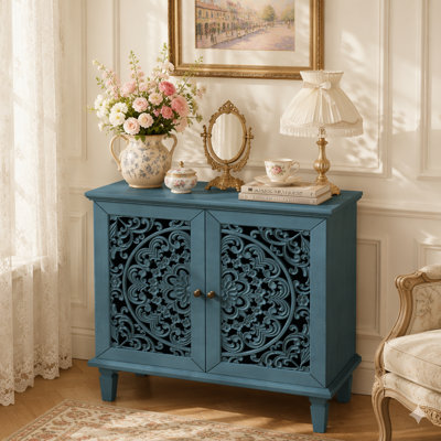 Armoire décorative, armoire de rangement à 2 portes, buffet avec tablette réglable et pieds en bois massif