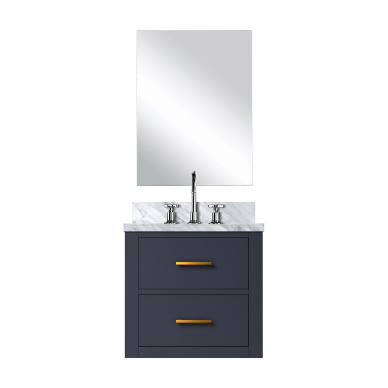 20 po L x P 18 avec meuble-lavabo bleu avec comptoir en acrylique, robinet et miroir de 24 heures inclus, Bleu