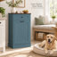 Armoire à poubelle inclinable, armoire à poubelle en bois pour la cuisine et la lessive - Bleu-130021477