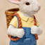 Statue de lapin de jardin en salopette bleue