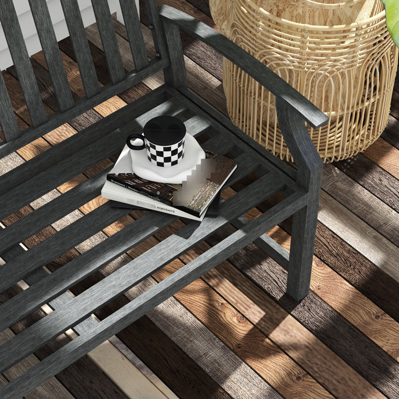 Banc extérieur gris en métal, 46 po. Pour balcon, cour, patio. Assise confortable, structure stable à charge maximale de 528 lb,