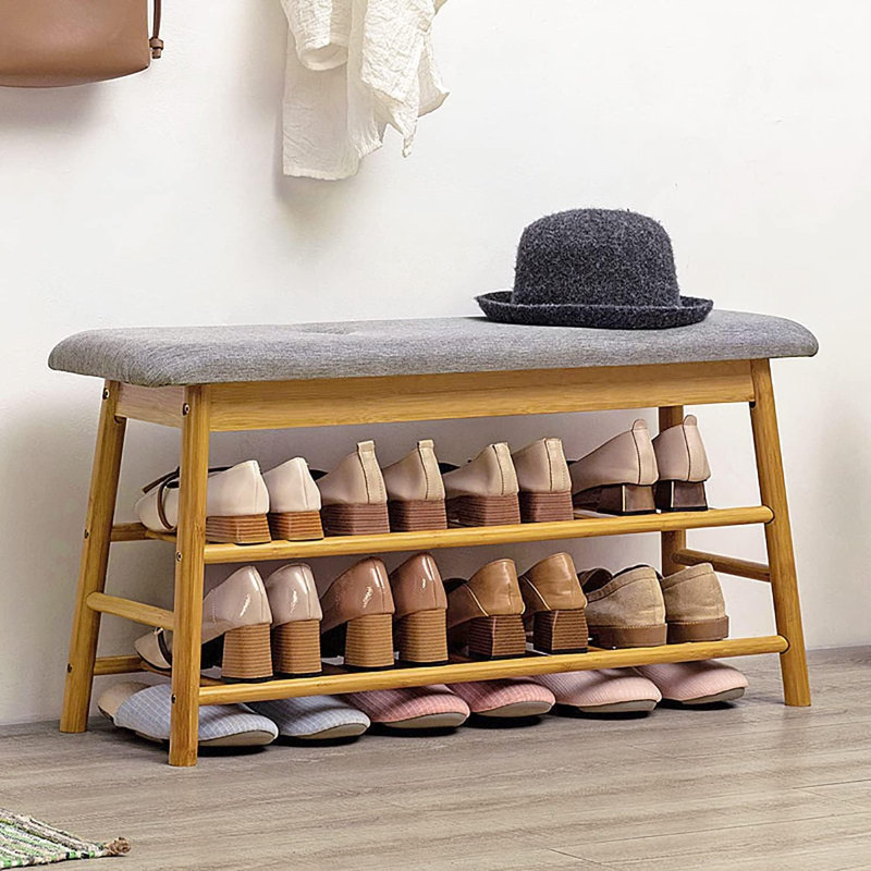 Bamboo Shoe Stool, Brown
