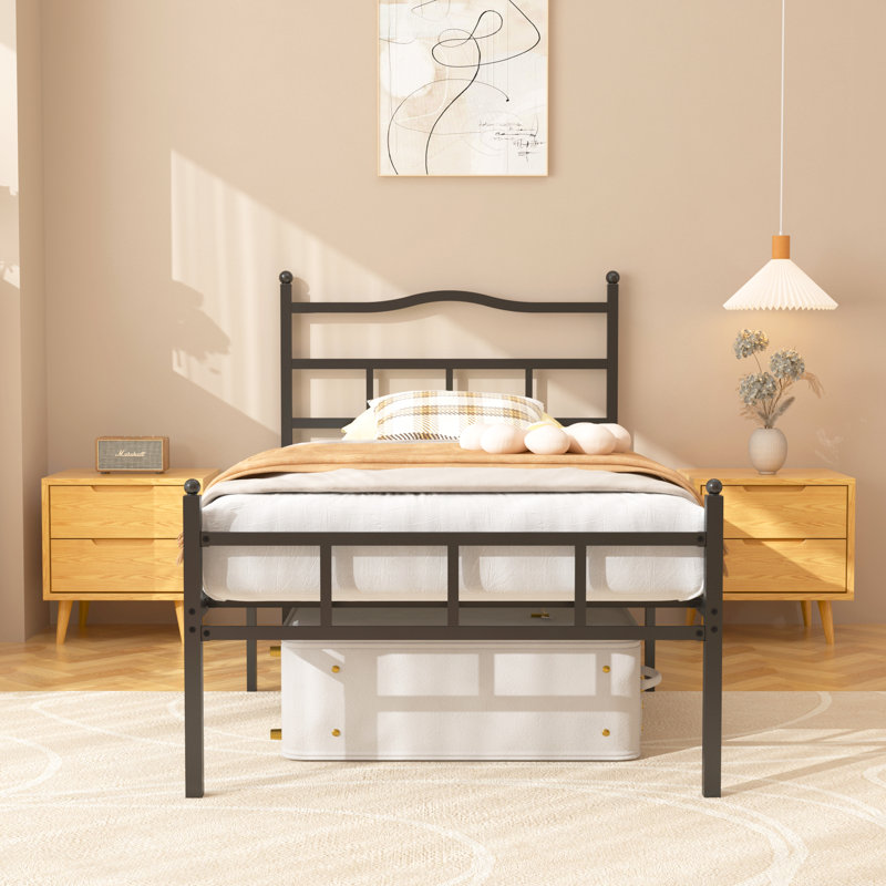 Metal Bed Frame With Headboard Twin Sized, Twin