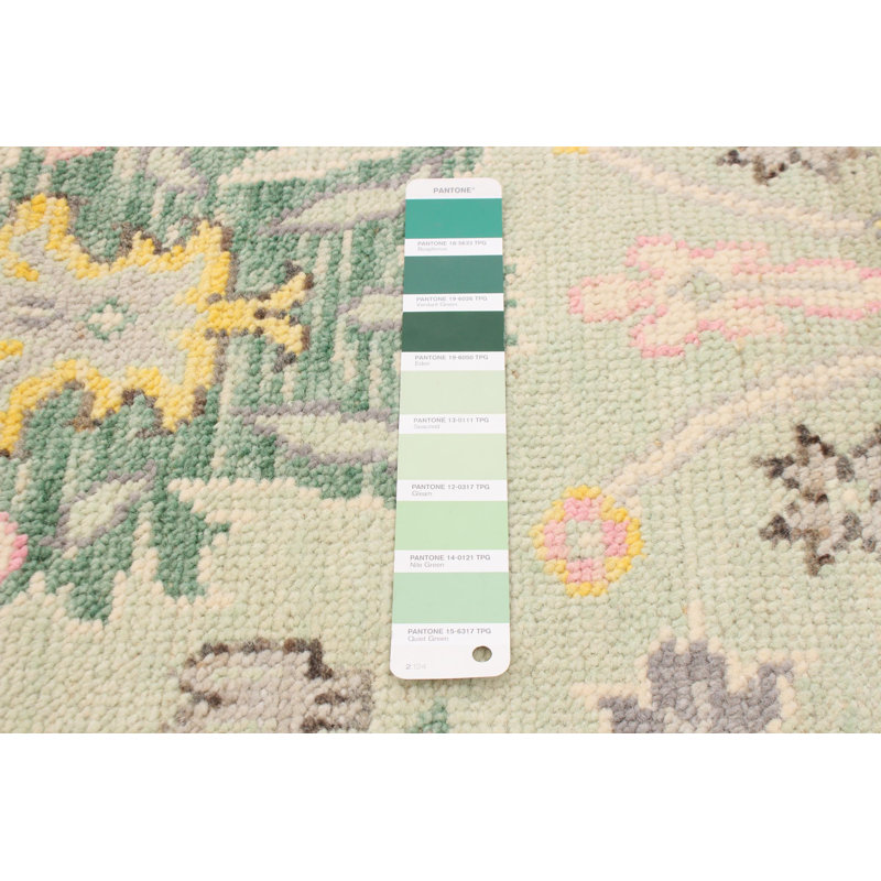 Tapis vert clair Oushak 2 pi 5 po x 12 pi 5 po Gracie-May