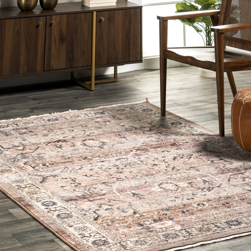Tapis persan traditionnel à franges Sorsha, Rectangle 4 pi x 6 pi