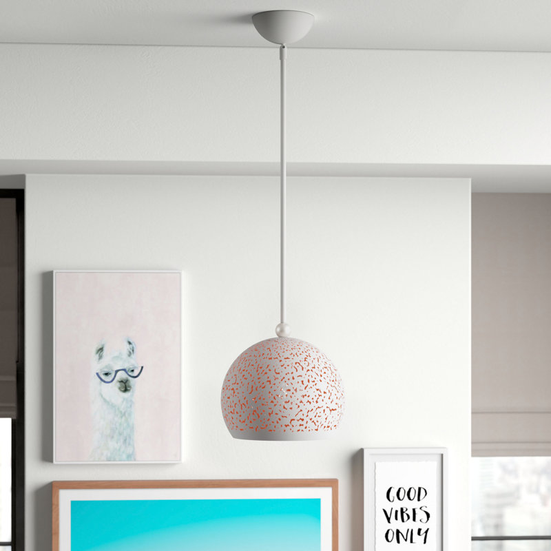Luminaire suspendu en forme de dôme à 1 lumière Bion, Blanc