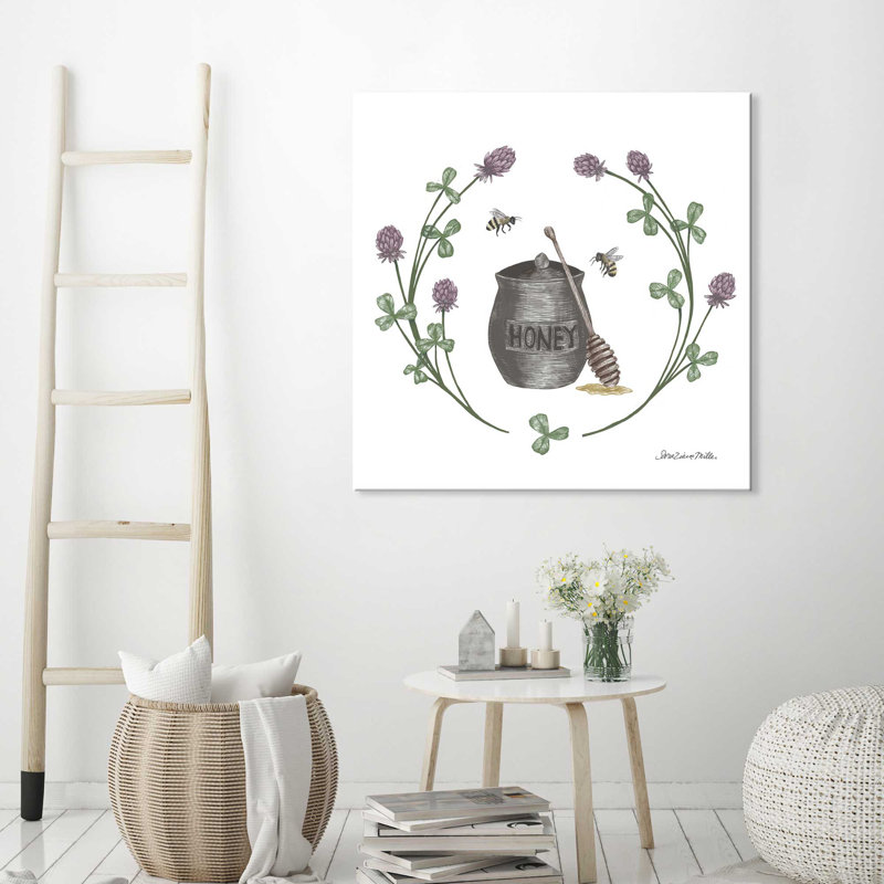 «Happy to Bee Home IV», reproduction de dessin, H 28 po x l 28 po x P 1,5 po, Toile tendue