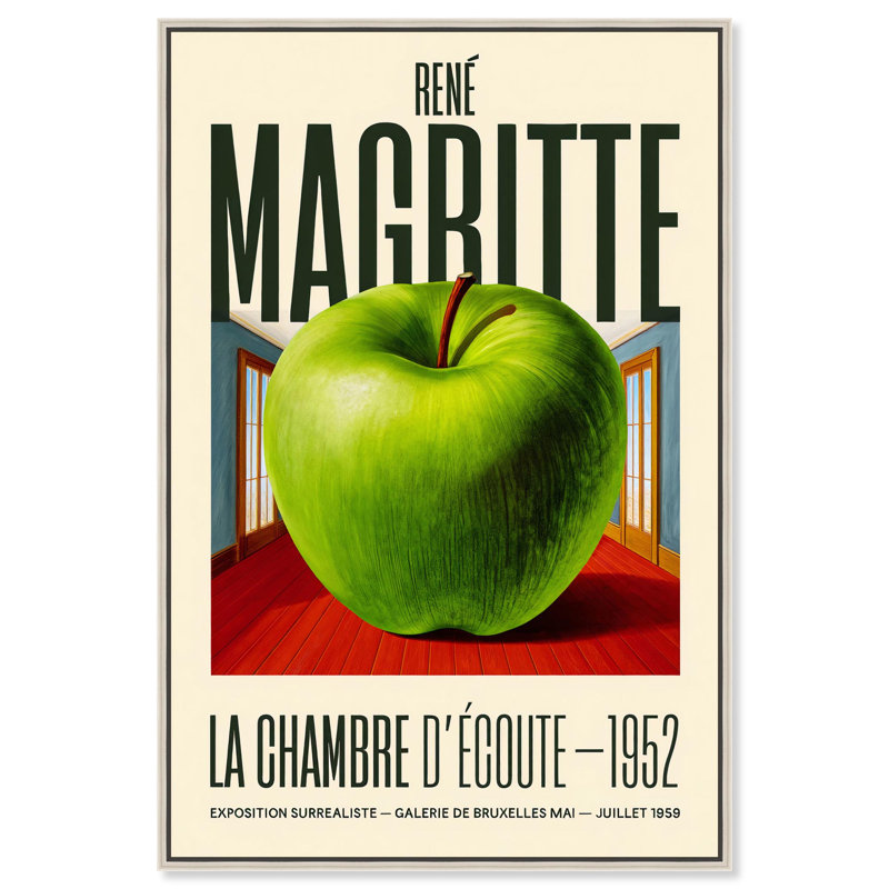 Affiche d'art sur toile Magritte's Apple Room par Art Remedy, Cadre argenté, H 31 po x l 21 po