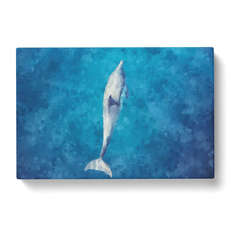 Dolphin Leading The Way Painting - Wrapped Canvas, 35cm H x 50cm W x 3cm D