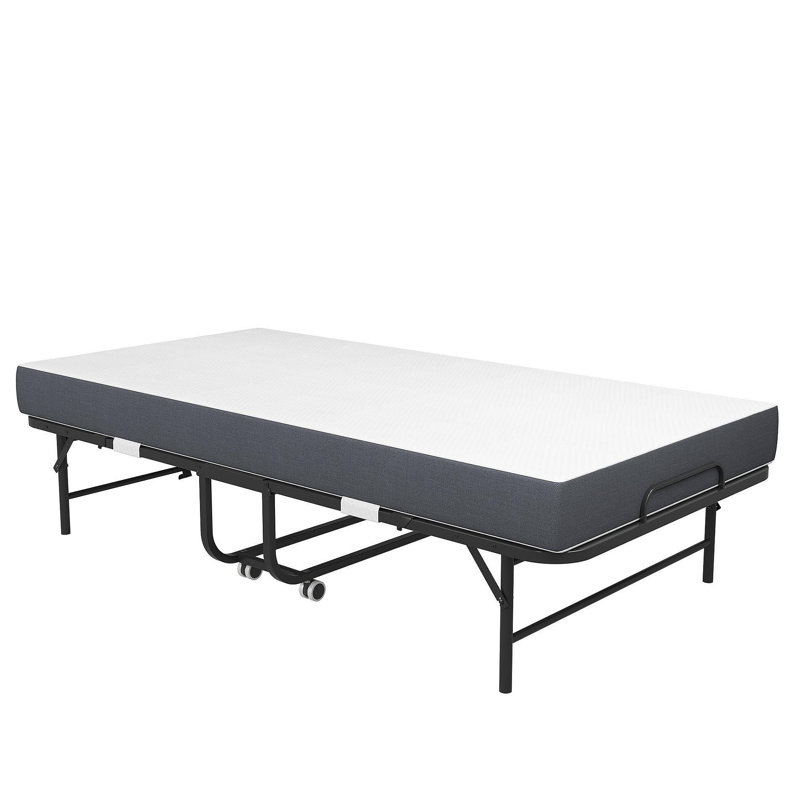 Lit pliant extra long de 75 po x 38 po pour les personnes de grande taille, lit d'invité robuste capacité de 450 lb avec matelas en mousse à mémoire de forme, lit simple portable peu encombrant