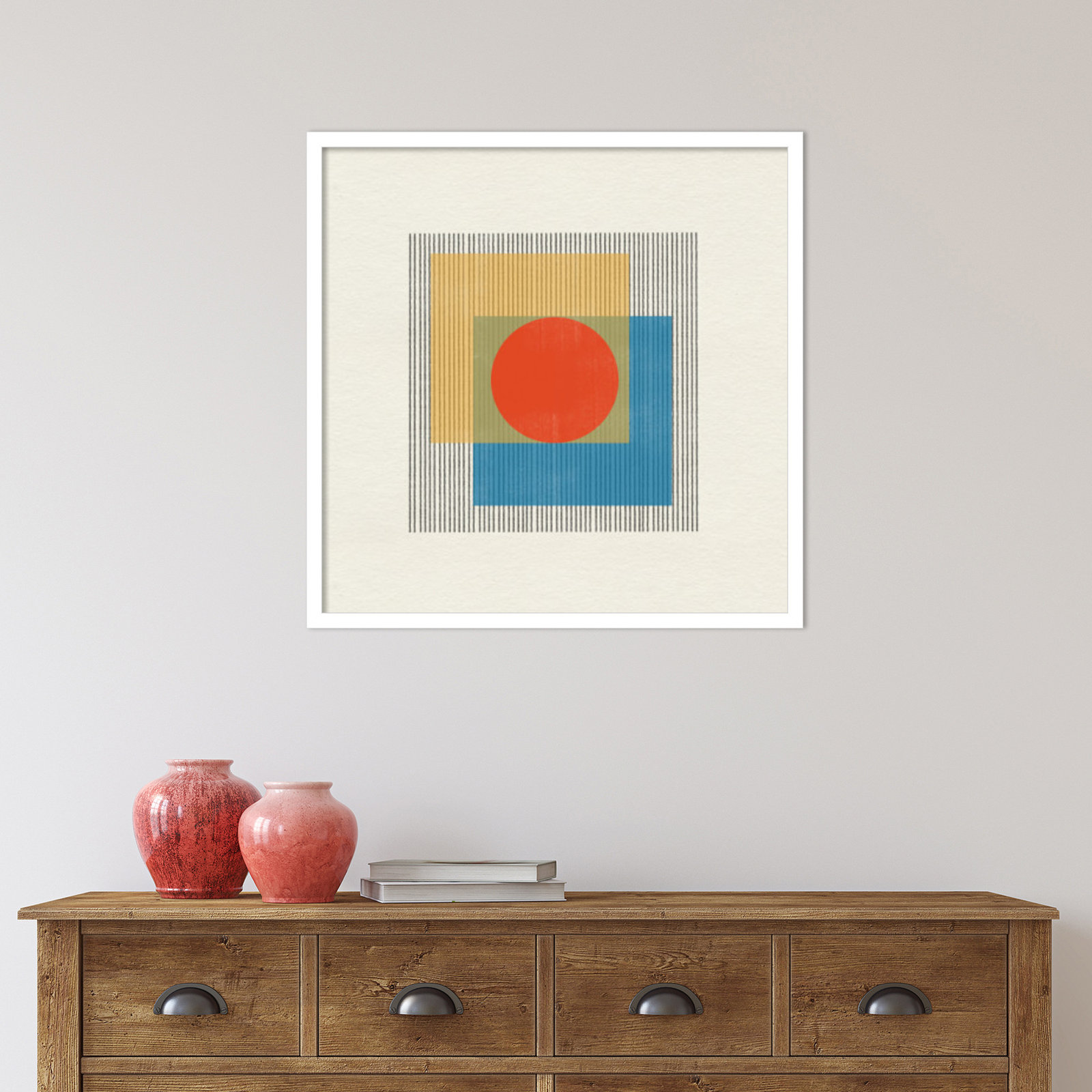 Midcentury Modern Object No 3 Print, White, 25" H x 25" W x 1" D