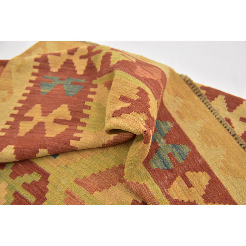 Tapis en laine rouge 3 pi 2 po x 5 pi one-of-kind main-noué la new age Elland
