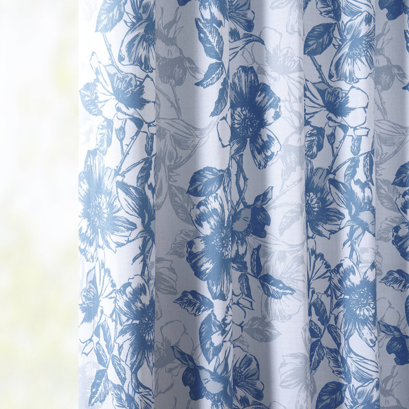 Hunnewell Printed Room Darkening Faux Linen Curtains for Bedroom, Living Room Curtains Window Single Panel, 50" W x 96" L