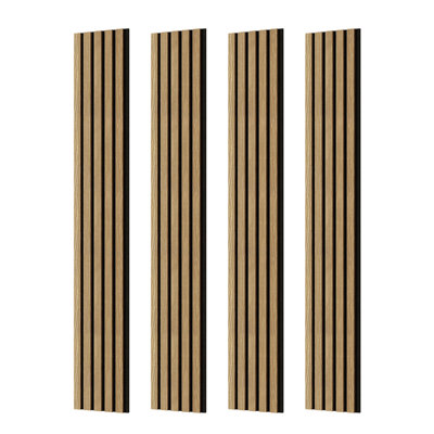 4 panneaux muraux décoratifs en bois massif de 96 po x 8 po pour la décoration intérieure de murs et de plafonds, panneaux muraux insonorisants, art mural insonorisant et insonorisant (21,33 pieds carrés / caisson)