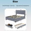 Grand lit plateforme tapissier à structure en bois avec 2 tiroirs et 1 lit gigogne simple TG-2084048191