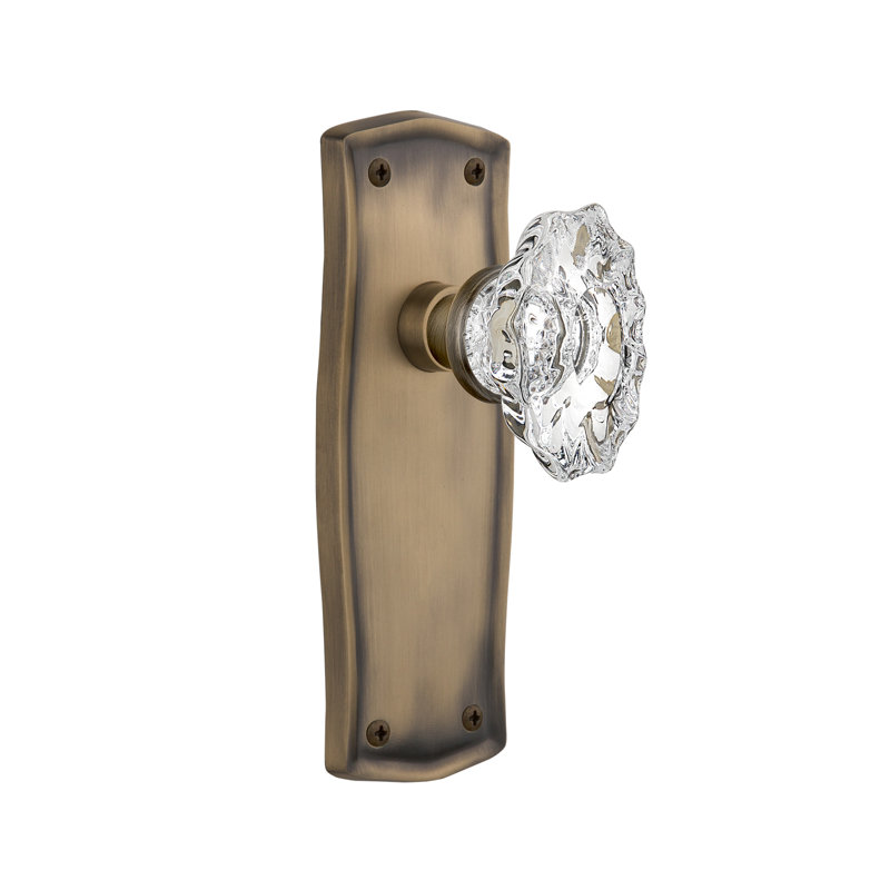 Prairie Plate with Chateau Door Knob, Antique Brass, 2 3/4