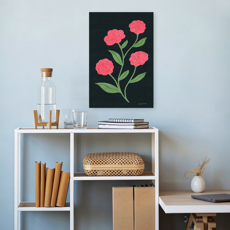 «Petal and Stem V Abstract Contemporary Rose Flower Landscape», reproduction d'art mural, H 18 po x l 12 po