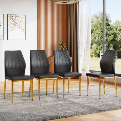 Set of 4  Dining Chairs, 37 inches High: Ergonomic PU Backrest, Combines Comfort and Style.Perfectly blends comfort and elegance, Injecting more comfort and style into dining time.