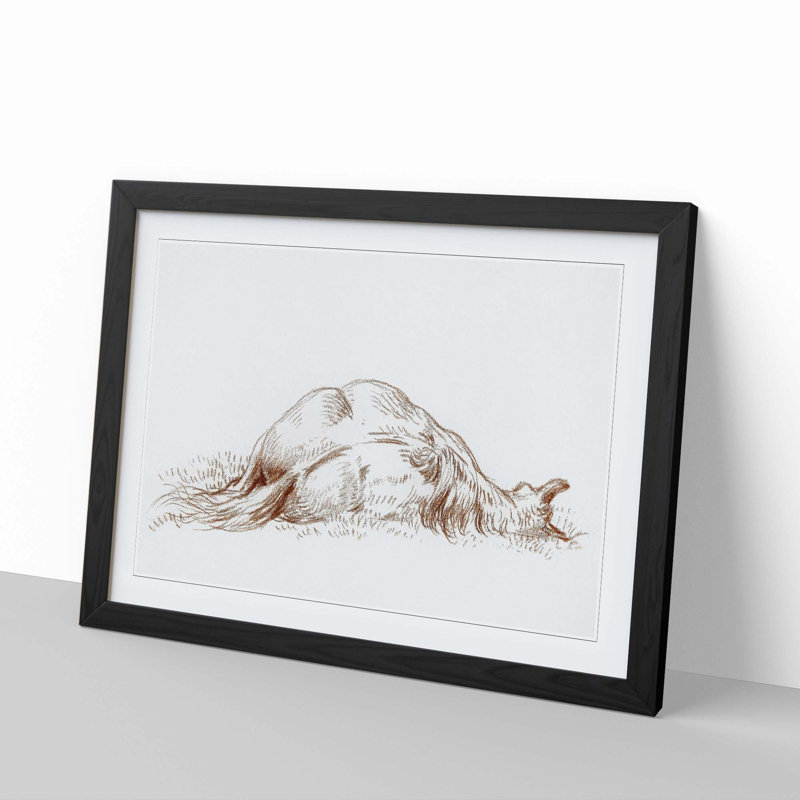 Sleeping Horse by Jean Bernard - Picture Frame Drawing Print, 48cm H x 65cm W x 2cm D, Black Framed
