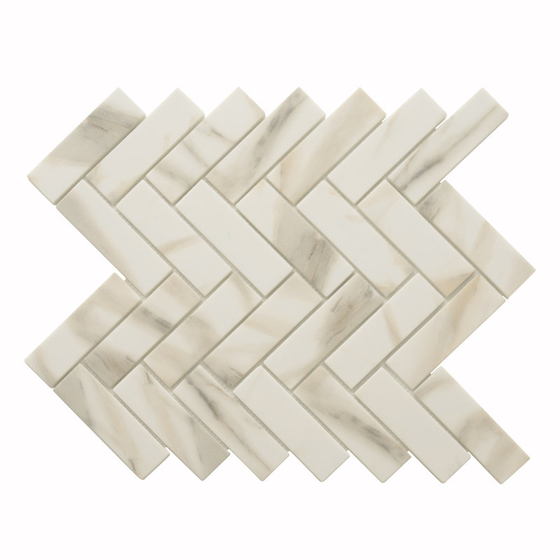 Apollo 13" x 11" Glass Herringbone / Chevron Mosaic Wall & Floor Tile