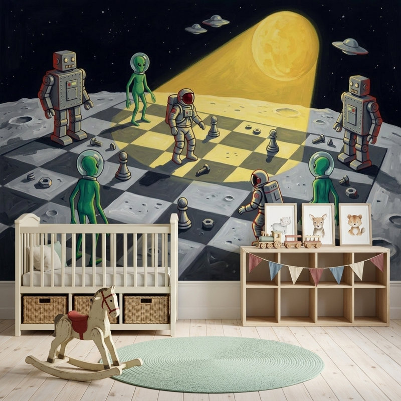 Adhésif mural Mid Century, 100 po x 96 po, Peler et coller