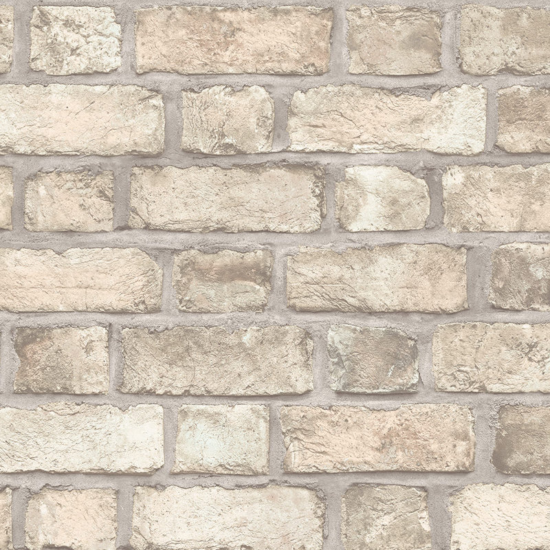  Rouleau de papier peint 33 pi x 20,5 po Farmhouse Brick, Crème, crème