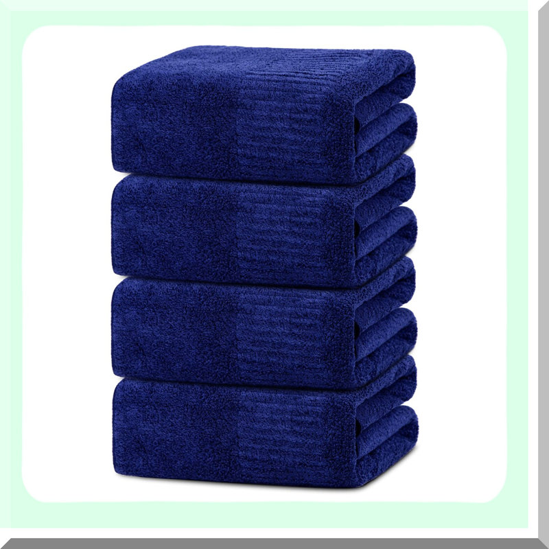 UltraSoft QuickDry Luxury Bath Towels - 4 Pack, Large 35x63, Lightweight for Home, Gym, Hotel, Sauna, Navy Blue