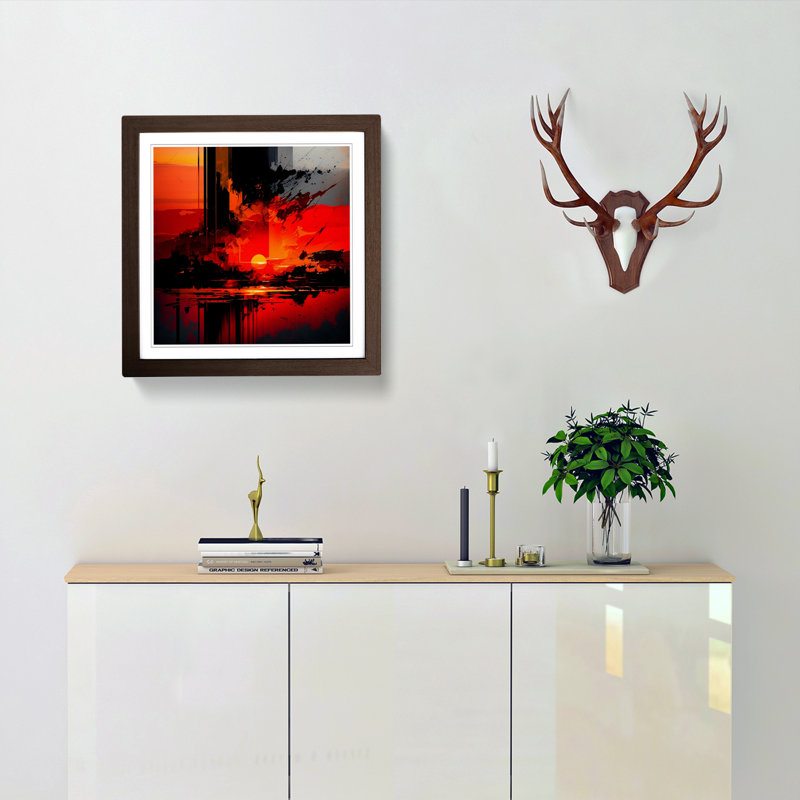 Sunset Abstract Expressionism - Framed Print, Walnut