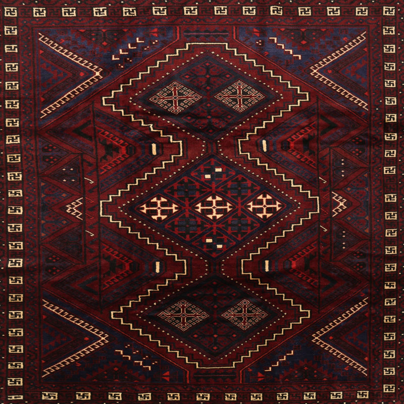 Tapis traditionnel marron / beige / noir, Rond 5 pi