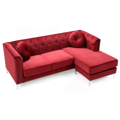 Glory Furniture Pompano G789B-SC Sofa Chaise ( 3 Boxes ) , BURGUNDY