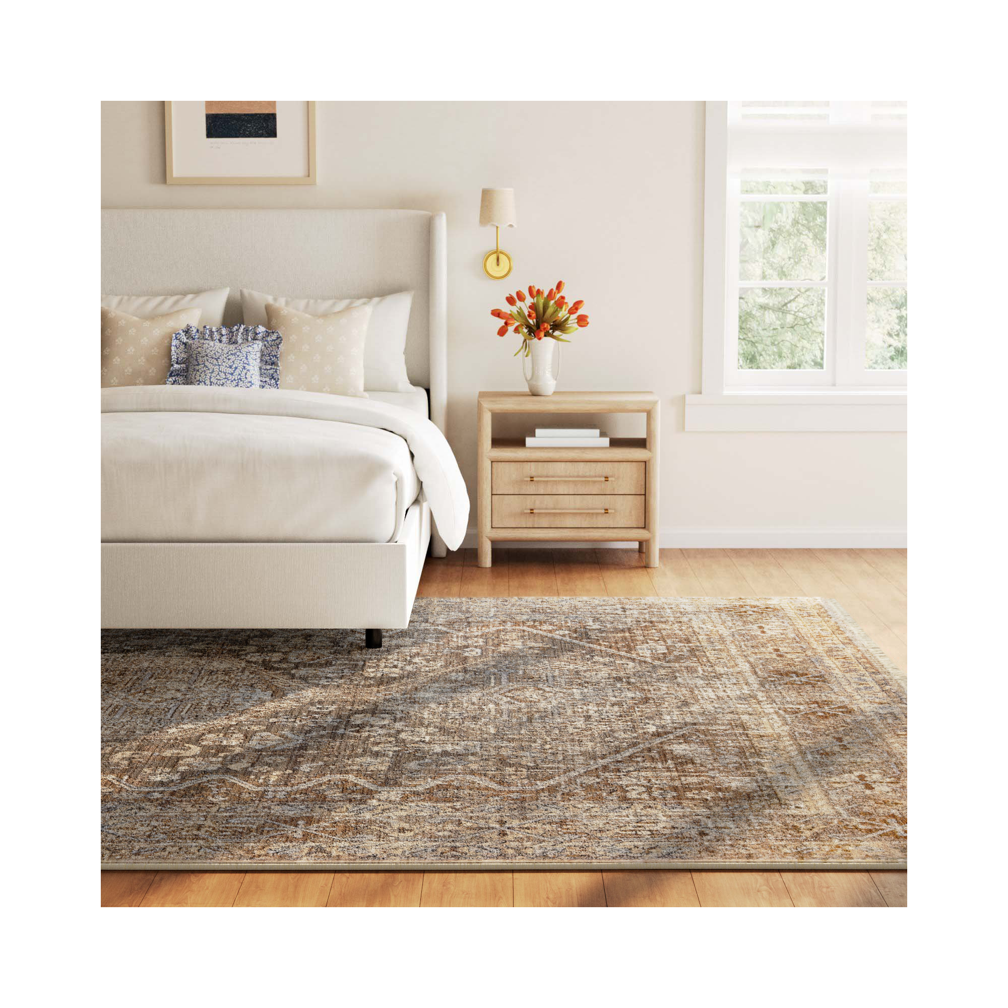 Clemente Tan/Taupe Rug, Rectangle 5' x 8'
