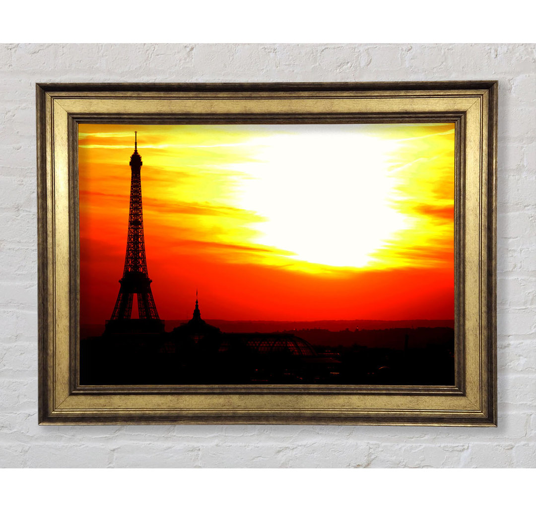 Gerahmtes Leinwandbild Paris Eiffel Tower Sun Blaze