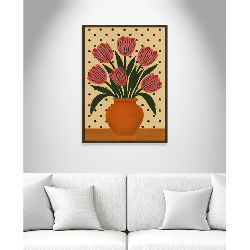 Imprimé de fleurs en pot par Barsrsind, L 25,5 po x H 35,5 po, Framed Print, Grain de bois noyer