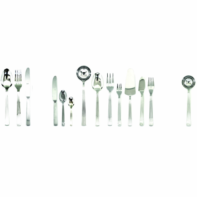 Ensemble de couverts unique avec couteaux H / H (configuration S) - 113 pièces - Acier inoxydable