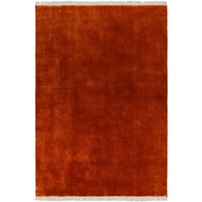 Tapis rouge en laine tissé à la main Clio
